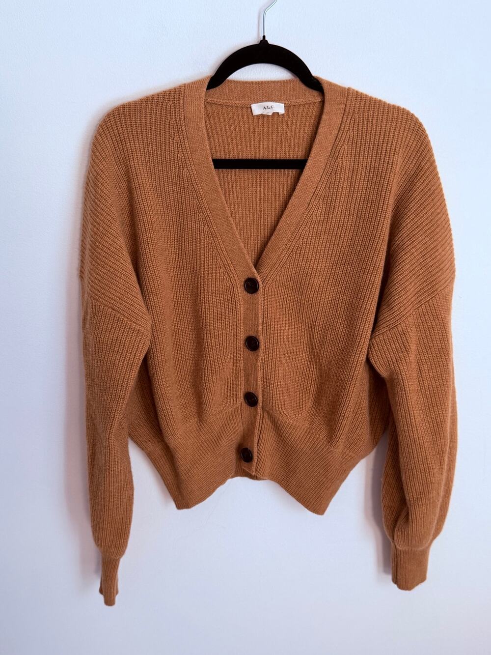 A.L.C. Peters Boxy Fit Merino Wool Rib-Knit Cardigan size medium